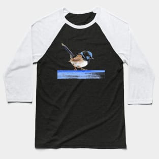 Little King of the Fairies - Blue Wren - male Superb Fairy-Wren illustration Baseball T-Shirt